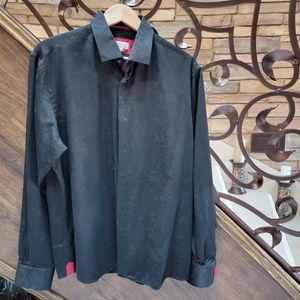 Vercini Premium Mens Long Sleeve Buttondown Shirt XL Black 100% Cotton